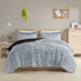Malea - Shaggy Long Fur King Comforter Mini Set - Black / Light Blue - Simple Home Plus