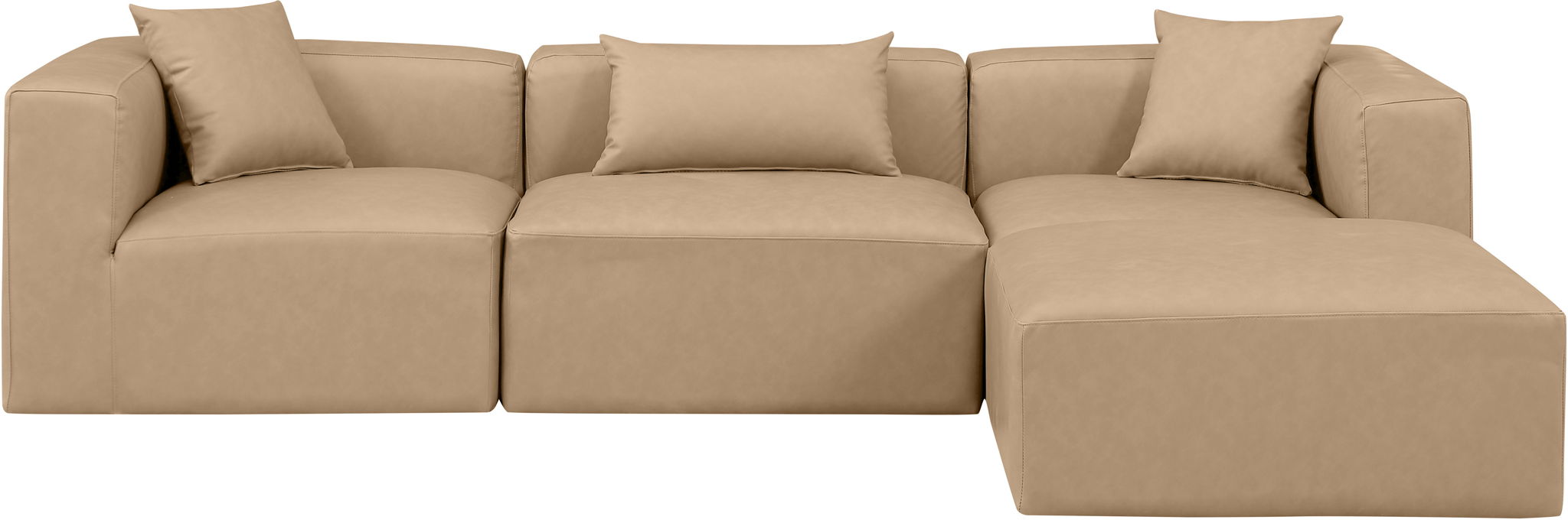 Cube - 4 Piece Modular Sectional With Chaise - Tan - Simple Home Plus