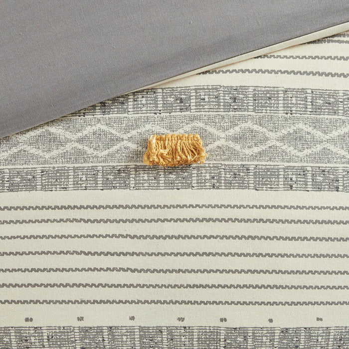 Cody - King 3 Piece Duvet Cover Set - Gray / Yellow - Simple Home Plus