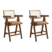 Harley - Nutmeg Brown Solid Wood And Rattan Upholstered 26" Counter Height Barstool - Simple Home Plus