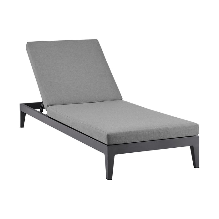 Menorca - Outdoor Patio Adjustable Chaise Lounge Chair In Aluminum With Gray Cushions - Simple Home Plus