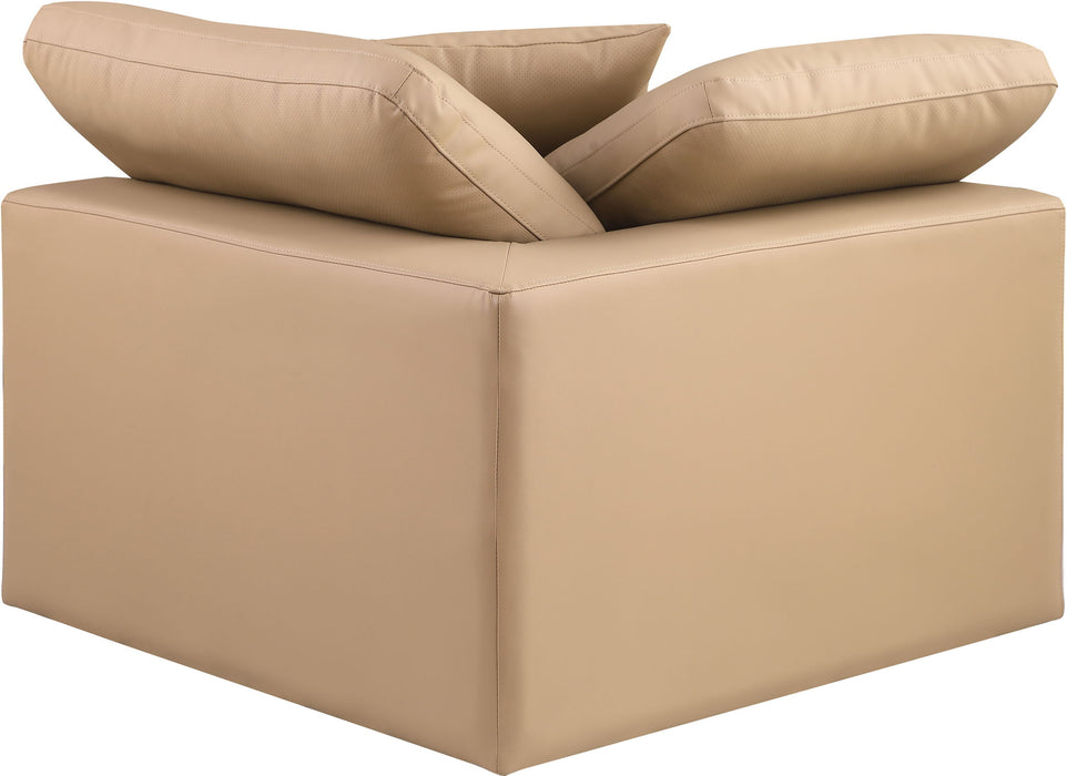 Comfy - Faux Leather Corner Chair - Tan - Simple Home Plus