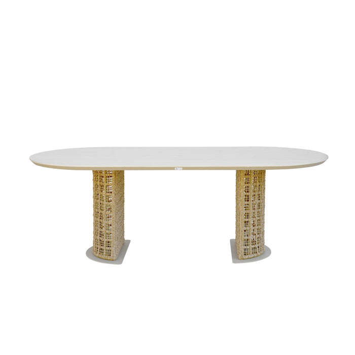 Driftbay - Outdoor Oval Dining Table - White / Natural - Simple Home Plus
