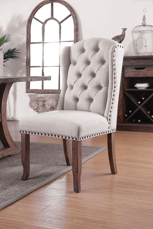 Gianna - Wingback Chair (Set of 2) - Rustic Oak /Ivory - Simple Home Plus