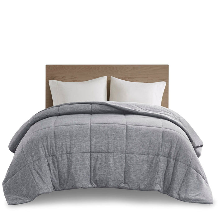 Comfort Cool Jersey Knit - Oversized Down Alternative Queen Comforter - Gray - Simple Home Plus