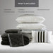 Carolina - 7 Piece Full/Queen Stripe Comforter And Quilt Set - Black - Simple Home Plus
