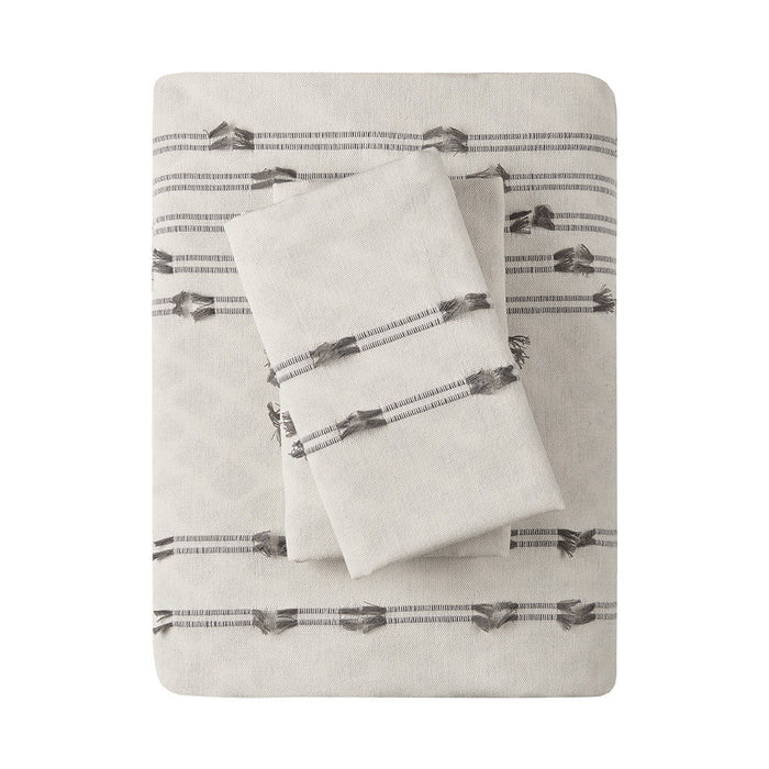 Kara - 3 Piece Cotton Jacquard Duvet Cover Set - White - Simple Home Plus
