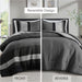 Boulder Stripe - King/California King Pieced Comforter Set - Black - Simple Home Plus