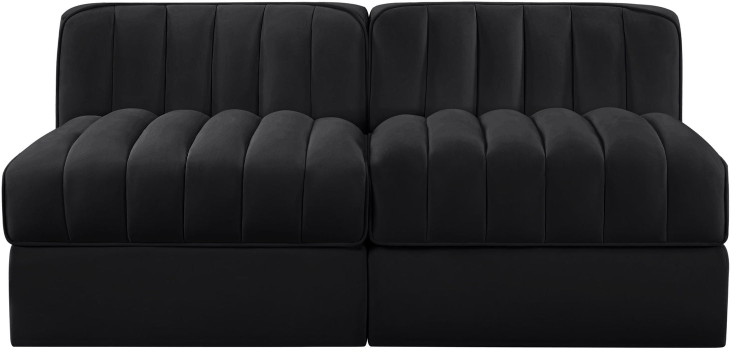 Rummi - Velvet Performance Fabric Upholstered 2 Piece Modular Armless Loveseat - Simple Home Plus