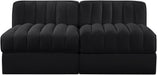 Rummi - Velvet Performance Fabric Upholstered 2 Piece Modular Armless Loveseat - Simple Home Plus