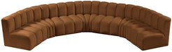 Arc - Velvet 7 Piece U-Shaped Modular Sofa - Saddle - Simple Home Plus