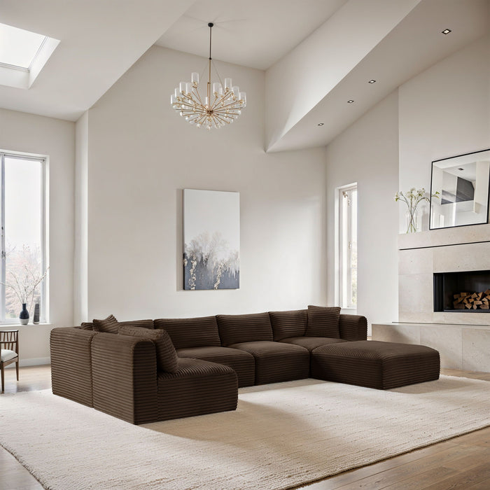 Shaggy - 6 Piece Modular U-Shaped Sectional - Simple Home Plus