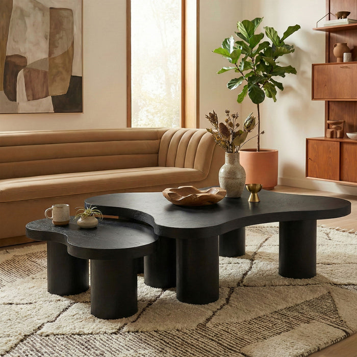 Cove - Oak Veneer And Solid Wood 2 Piece Coffee Table - Simple Home Plus