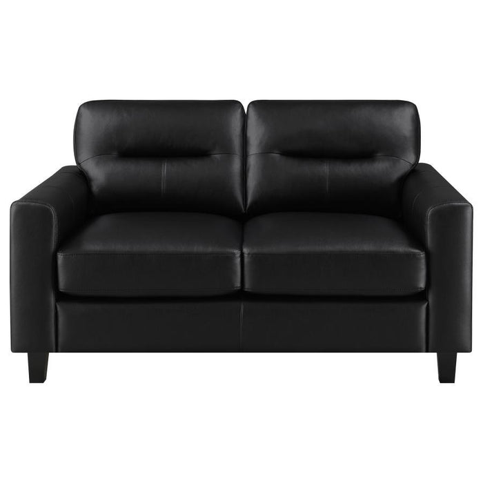 Scotland - Faux Leather Upholstered Track Arm Loveseat - Simple Home Plus