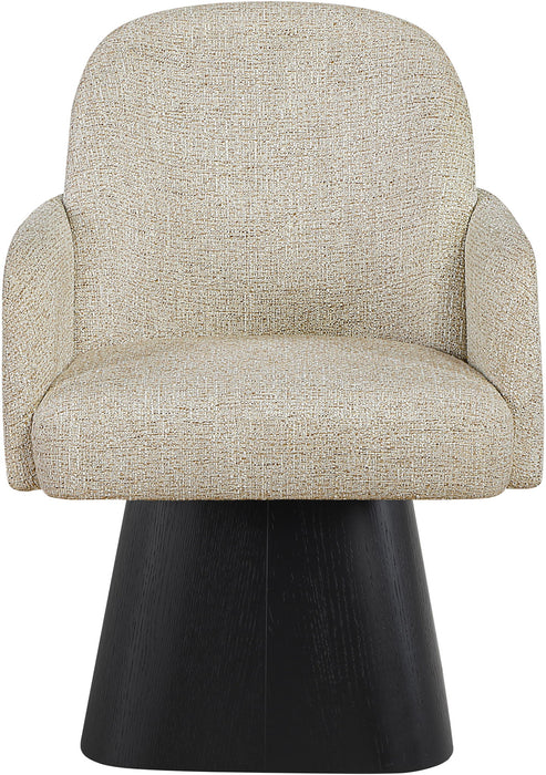 Marlowe - Linen Textured Fabric Upholstered Swivel Dining Arm Chair - Stained Black - Simple Home Plus