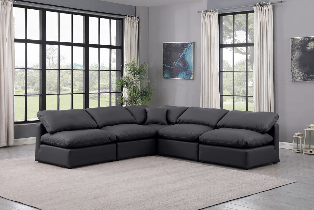 Indulge - Faux Leather 5 Piece Modular Corner Armless Sectional - Simple Home Plus