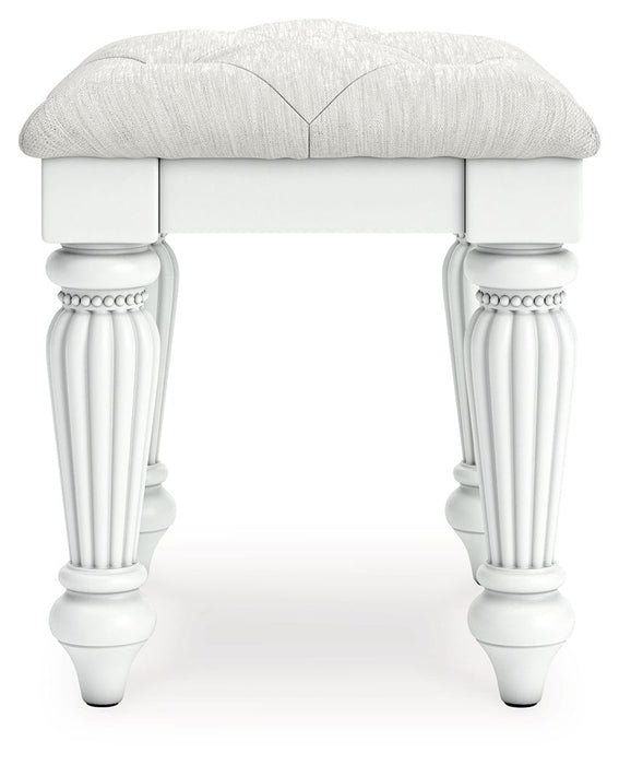 Kozlani - Vanity Upholstered Stool - White - Simple Home Plus