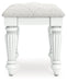 Kozlani - Vanity Upholstered Stool - White - Simple Home Plus