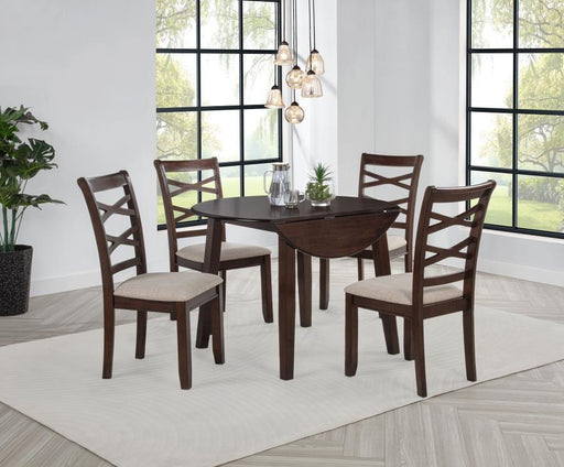 Barton - 5 Piece Round Wood Dining Table Set - Dark Brown - Simple Home Plus