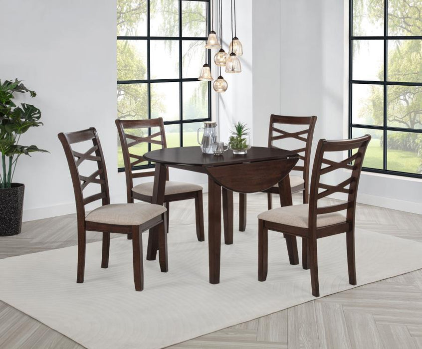 Barton - 5 Piece Round Wood Dining Table Set - Dark Brown - Simple Home Plus
