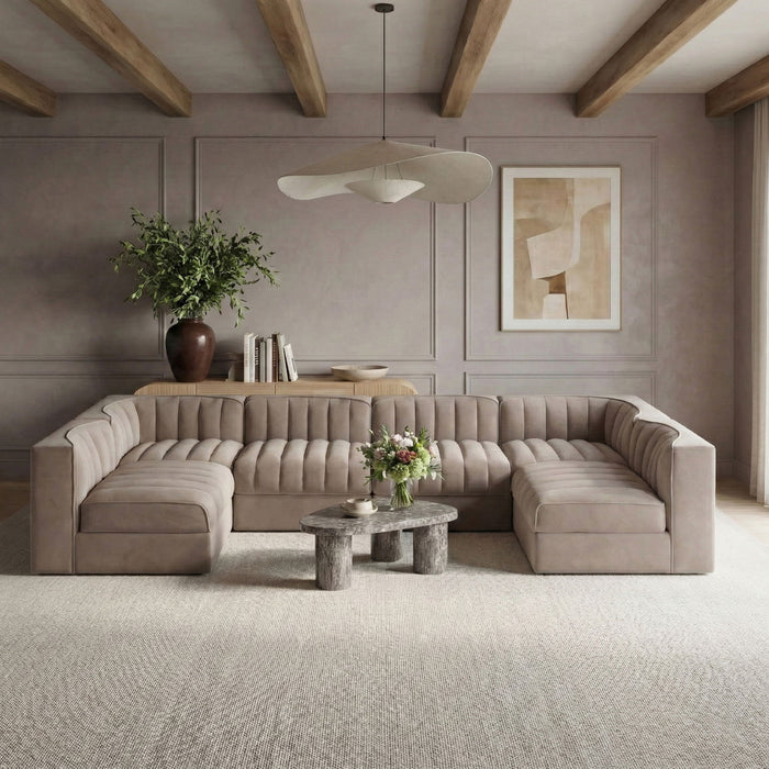Rummi - Armless Velvet Performance Fabric Upholstered 6 Piece Modular Sectional - Simple Home Plus
