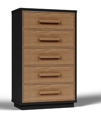 Kozmour - Five Drawer Chest - Black / Brown - Simple Home Plus