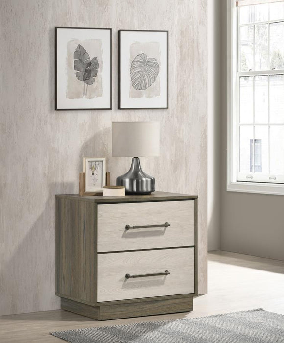 Fenwick - 2-Drawer Nightstand Bedside Table - Gray Oak - Simple Home Plus