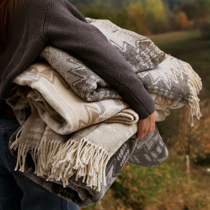 Alberta - Cotton Blend Throw - Gray Aztec - Simple Home Plus