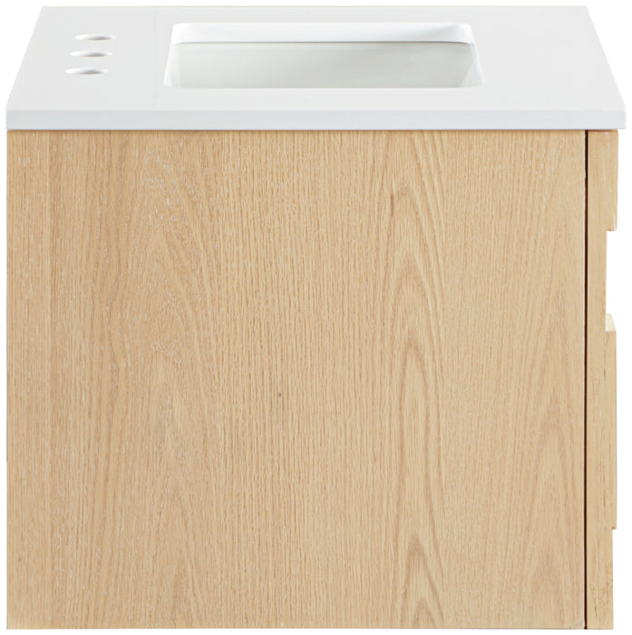 Leonardo - Engineered Stone And Solid Wood 24" Wall Mounted Bathroom Vanity - Simple Home Plus