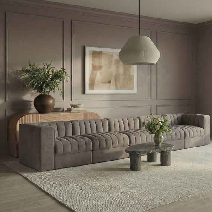 Rummi - Velvet Performance Fabric Upholstered 5 Piece Modular Sofa - Simple Home Plus