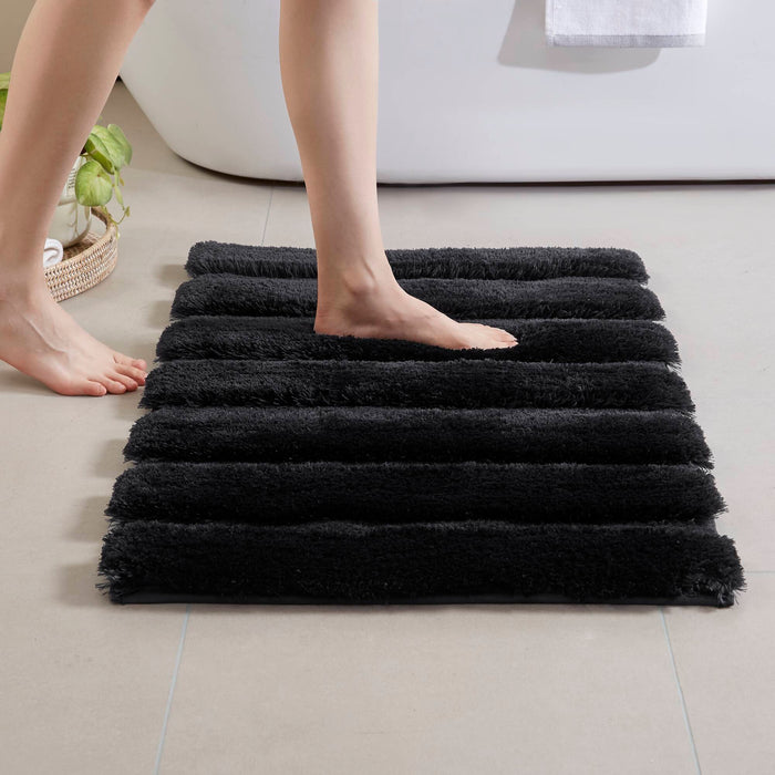 Tufted Pearl Channel - 17" x 24" Rug - Black - Simple Home Plus