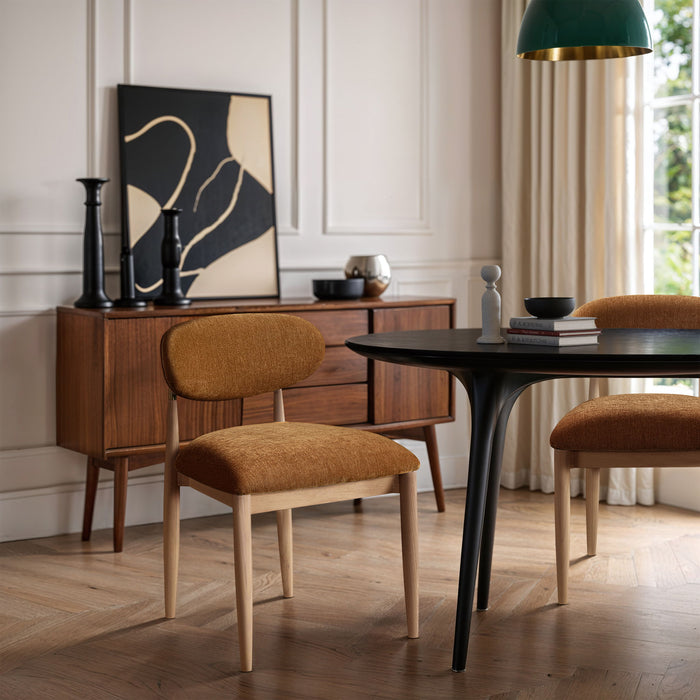 Riccio - Fabric Dining Side Chair (Set of 2) - Natural Frame - Simple Home Plus
