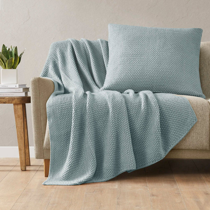 Bree Knit - Euro Pillow Cover - Light Blue