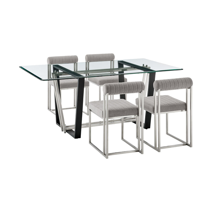 Kai Anastasia - Rectangular Glass Dining Table Set - Brushed Base - Simple Home Plus