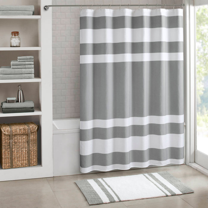 Spa Waffle - 84" Shower Curtain With 3M Treatment - Gray - Simple Home Plus