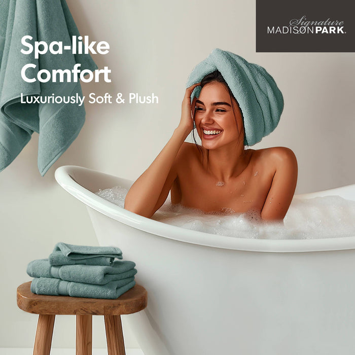 800GSM - 8 Piece Antimicrobial Towel Set - Dusty Green - Simple Home Plus