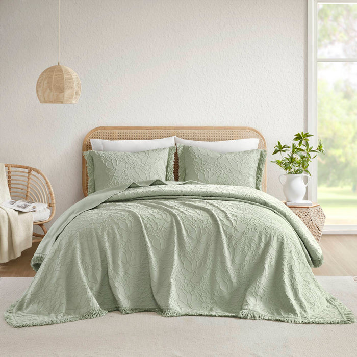 Willow - 3 Piece King Bedspread Set - Sage - Simple Home Plus