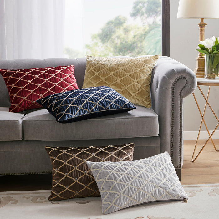 Aumont - Oblong Decor Pillow - Silver - Simple Home Plus