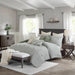 Essence - 8 Piece Queen Oversized Clipped Comforter Set With Euro Shams And Throw Pillows - Green - Simple Home Plus