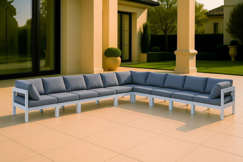 Nizuc - Outdoor Patio 10 Piece Modular Sectional With White Frame
