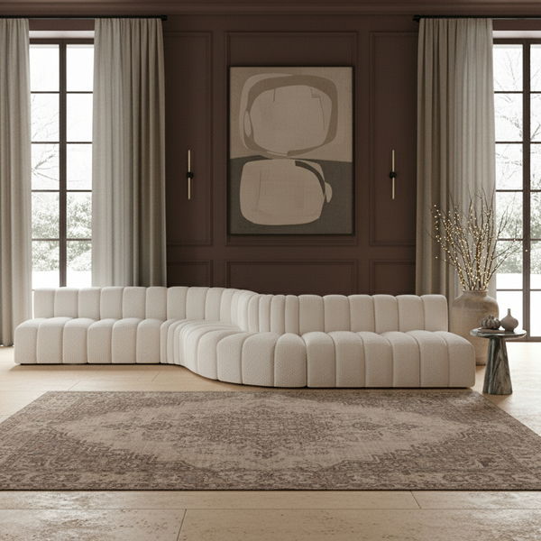 Arc - Boucle Fabric 8 Piece Curved Modular Sofa