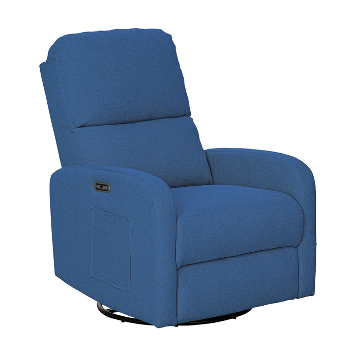 Dakota - Power Recliner 3-in-1 With Swivel, Glider, USB Ports - Blue - Simple Home Plus