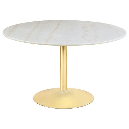 Kella - Round Marble Top Dining Table - White Marble - Simple Home Plus