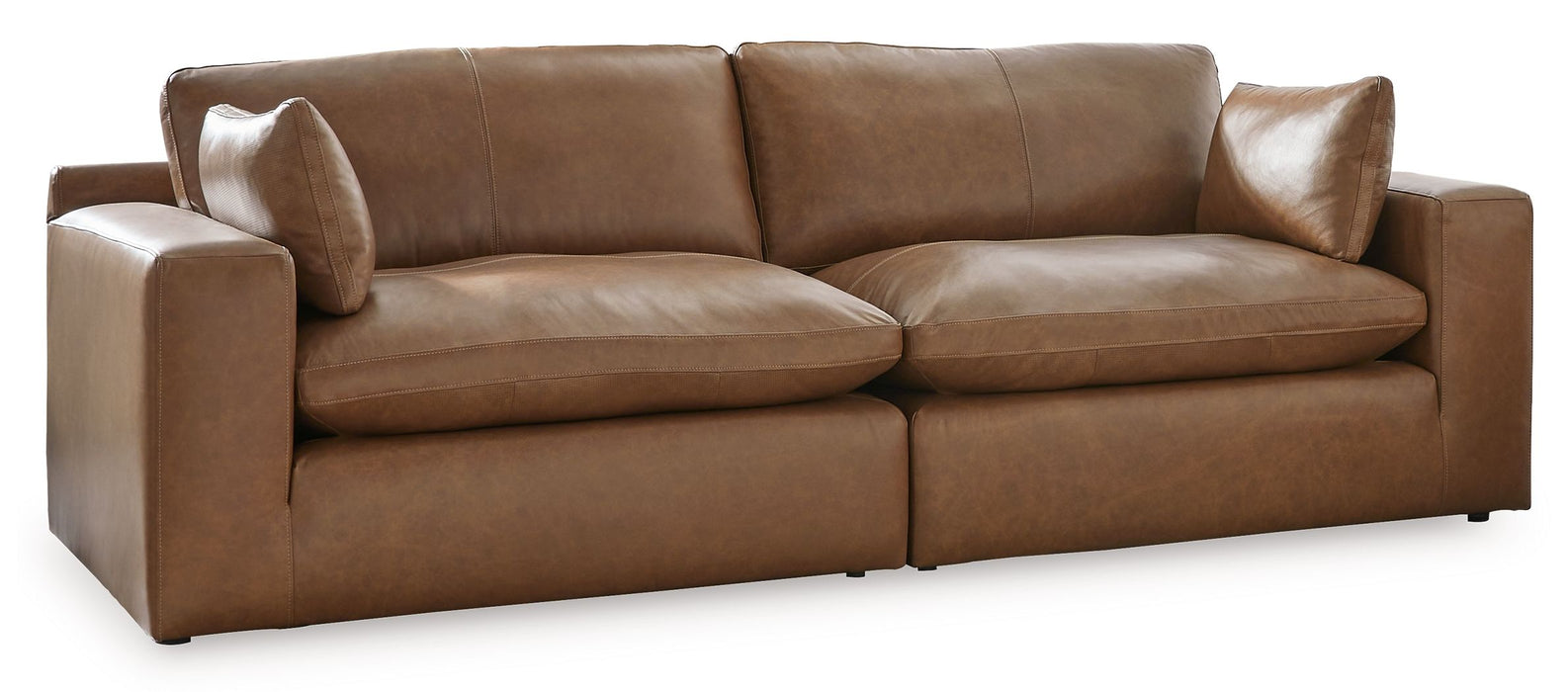 Emilia - Caramel - 3 Pc. - 2-Piece Sectional Loveseat, Ottoman - Simple Home Plus