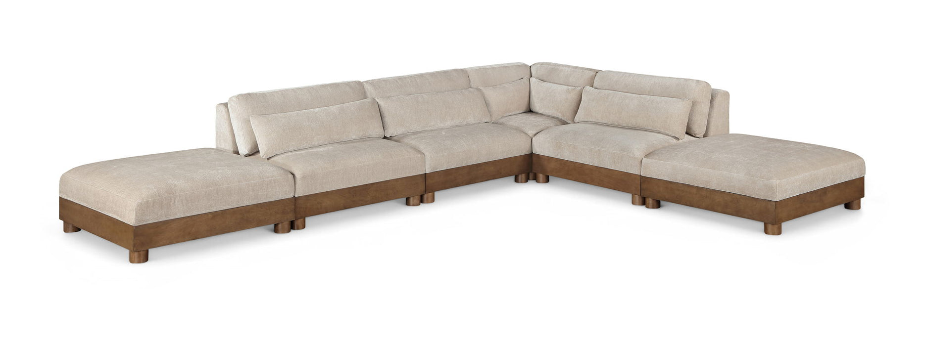Turin - Chenille Fabric Upholstered Modular Sectional - Taupe - Simple Home Plus