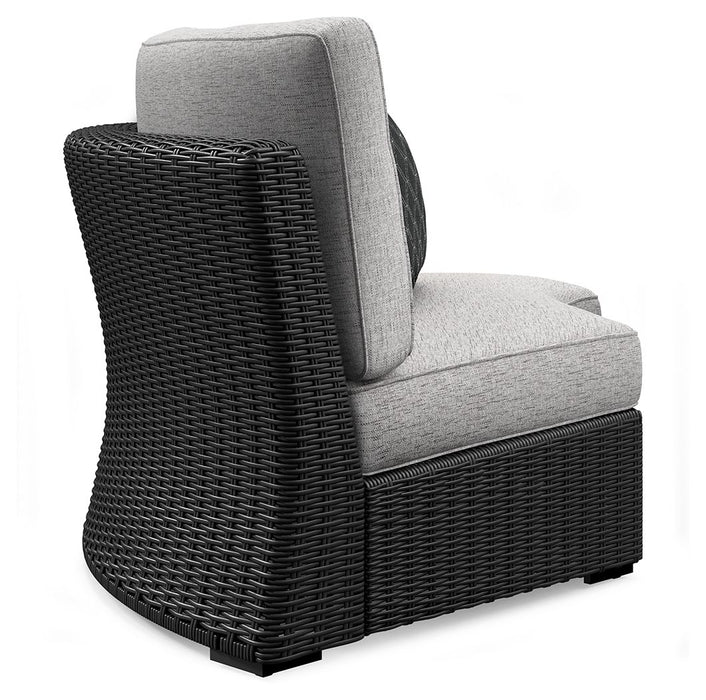 Beachcroft - Curved Corner Chair With Cushion - Black / Light Gray - Simple Home Plus
