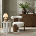 Calder - Linen Textured Fabric Upholstered Accent Chair - Painted Brown Base - Simple Home Plus