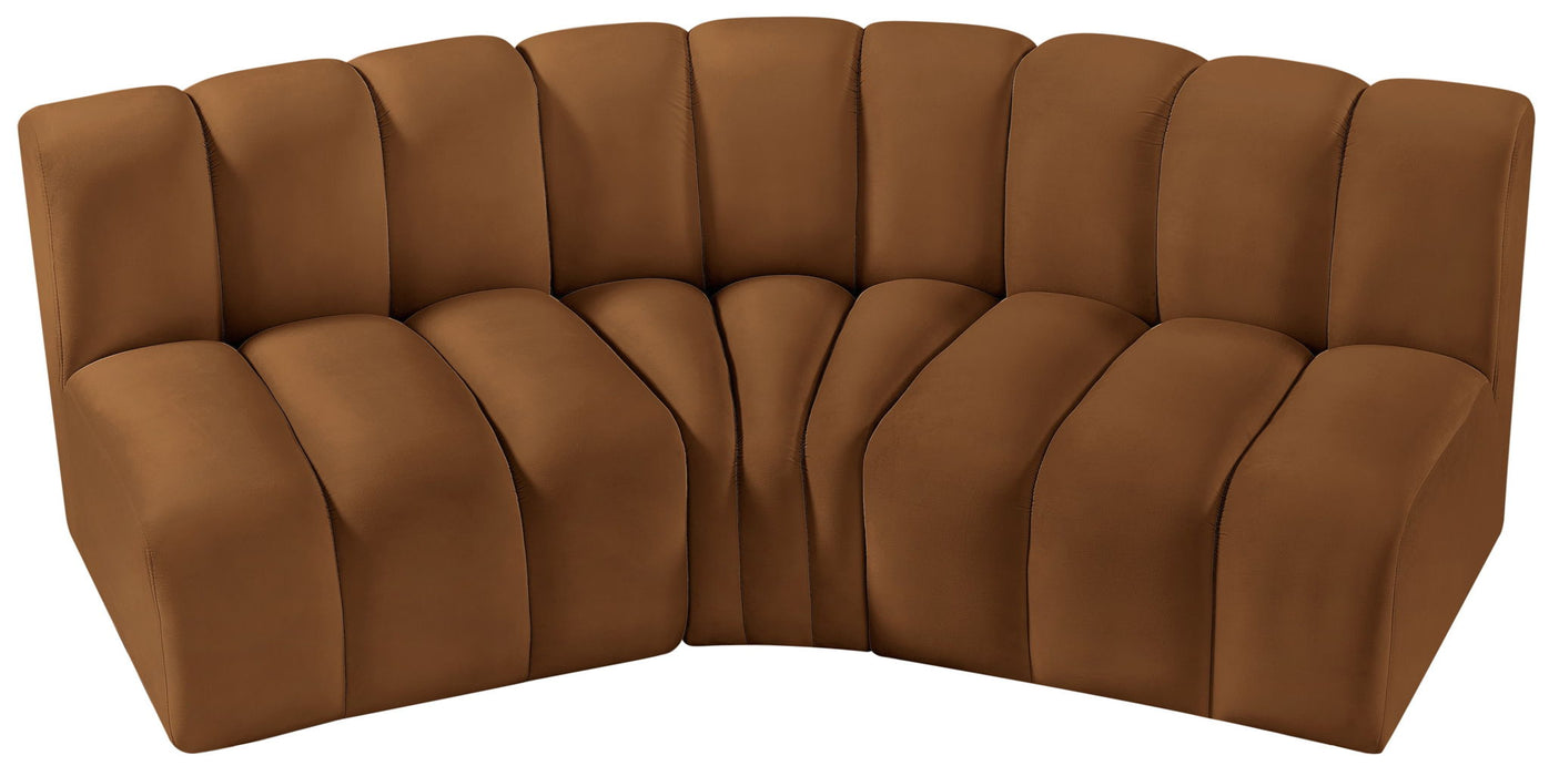 Arc - Velvet 3 Piece Modular Corner Sofa - Saddle - Simple Home Plus