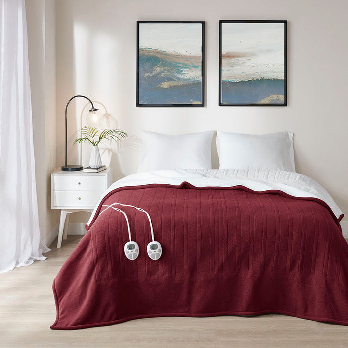 Queen Heated Blanket - Burgundy - Simple Home Plus