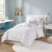 Raina - Twin Metallic Printed Comforter Set - White / Silver - Simple Home Plus